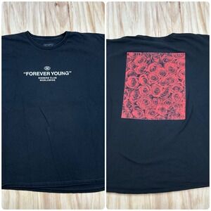 Samegang Black Basic Tee Cotton Short Sleeve Men's T-shirt 2XL Forever Young‎